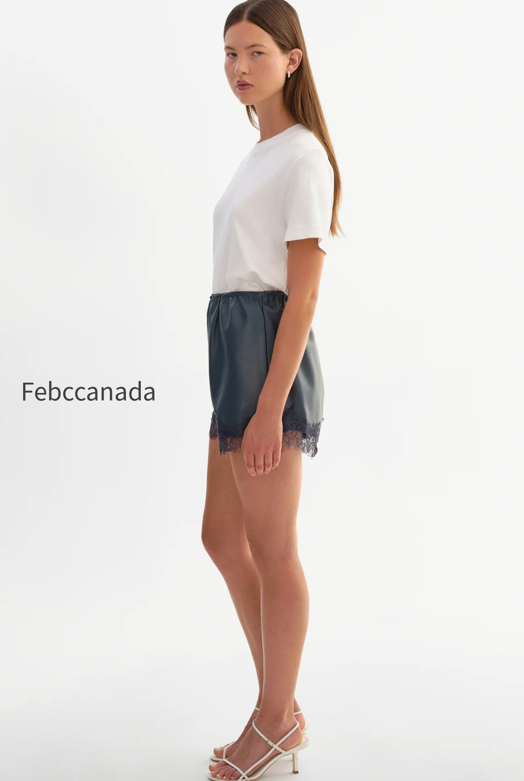 farah-lace-trim-faux-leather-shorts